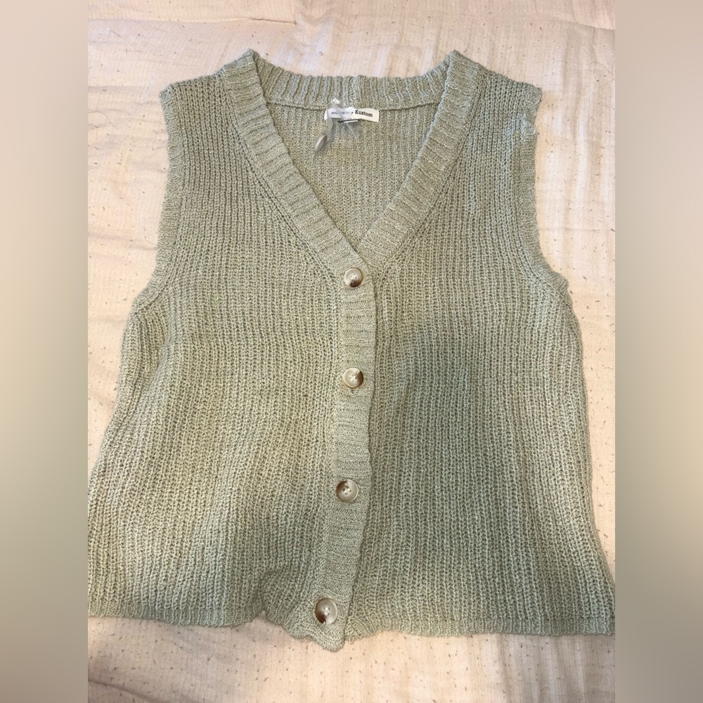 Newbury Kustom Light Green V-Neck Sweater Vest